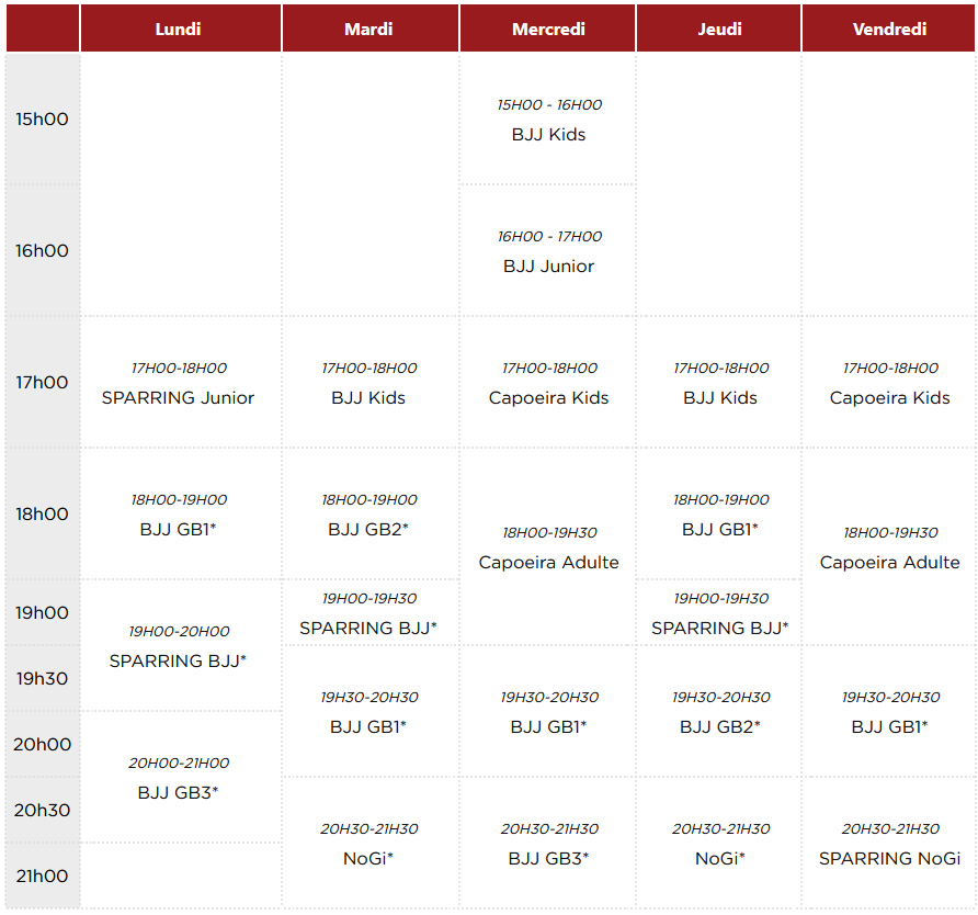 horaires-gracie-barra-semaine